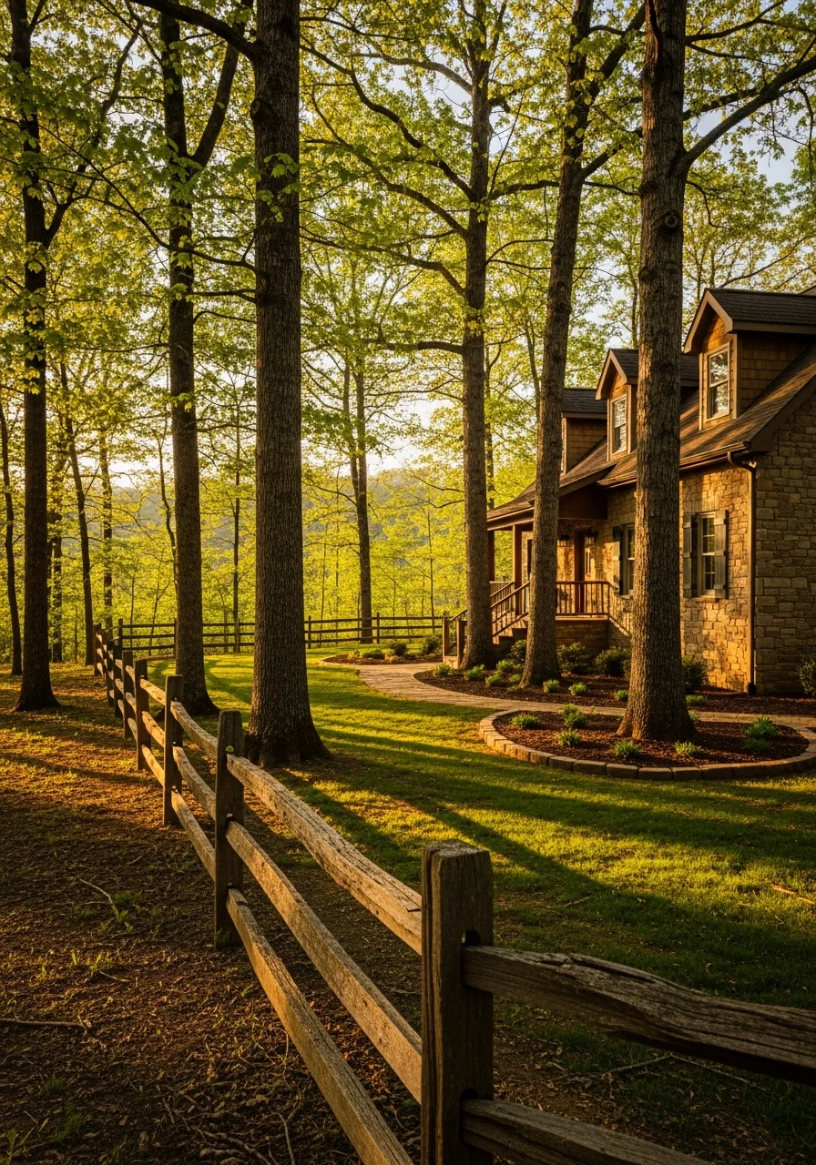 Portrait of a Floyd property with natural surroundings, mature trees, and rural setting.