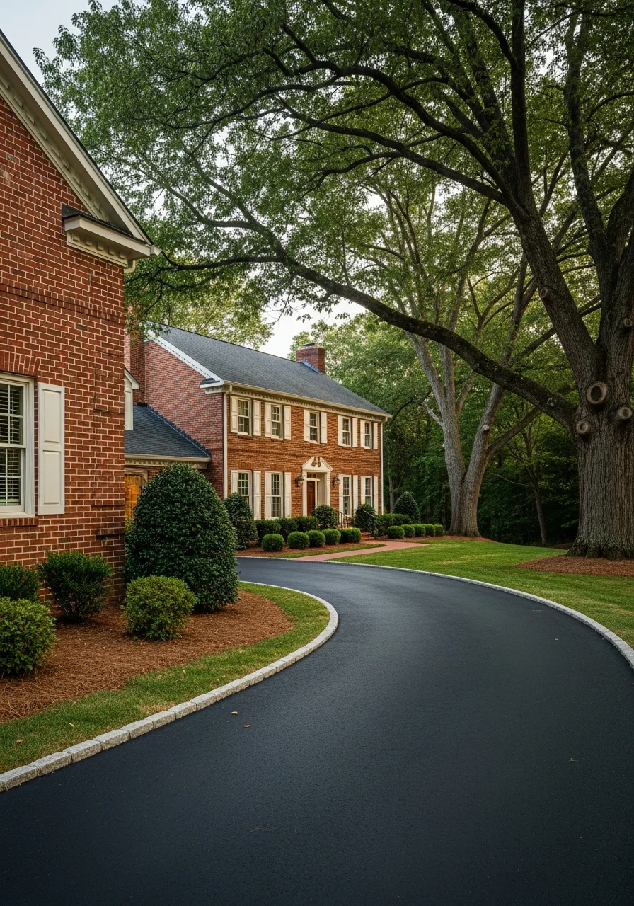 Close-up of a well-maintained Roanoke home exterior with mature landscaping and clear driveway access.